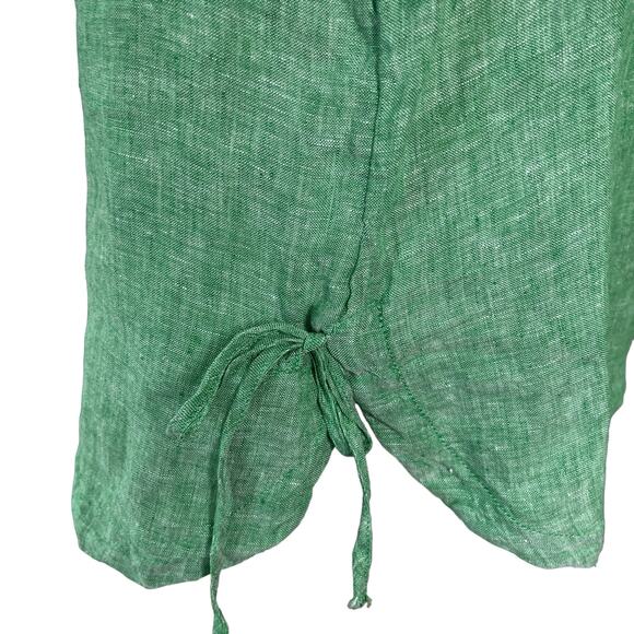 Isaac Mizrahi NY Linen Top Green Large LS Side Hem Ties - Picture 9 of 10